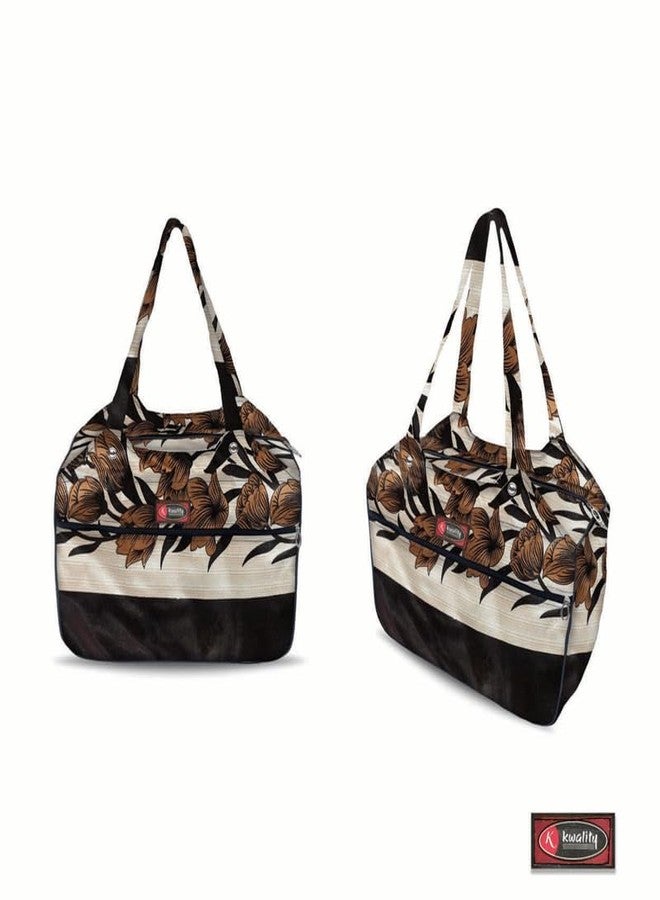 Temoli Handbag or Travel Bag for carrying things or also used as a office bag or college bag,Big Flower & Beige,1 Pcs - Image 4